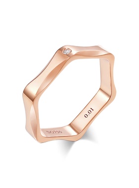 七夕礼物T家猫猫同款六角螺母18k樱花金六边形戒指对戒婚戒女友