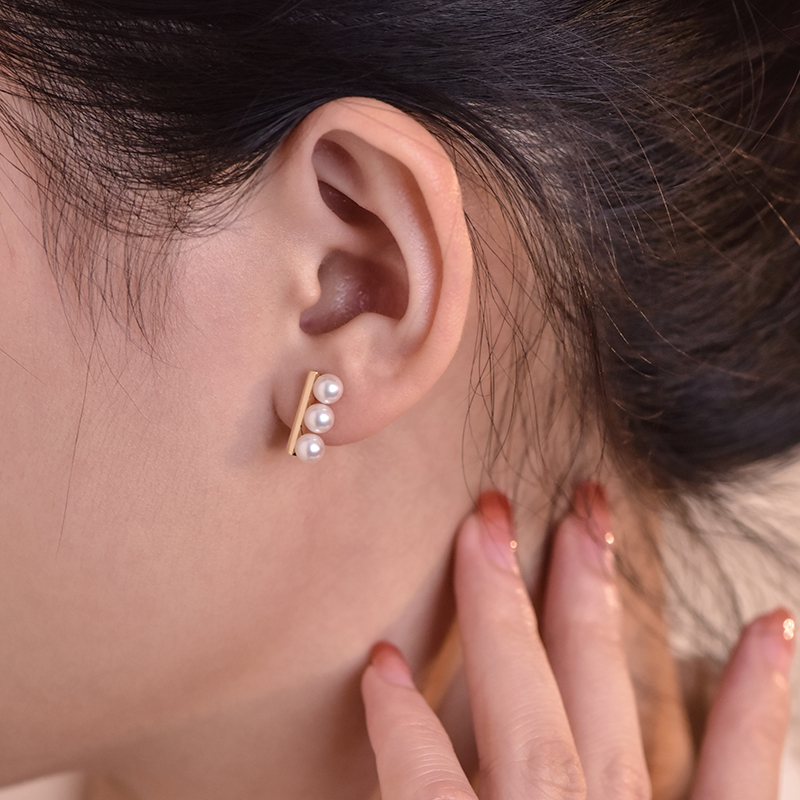 珍珠耳钉女轻奢高级高18K金
