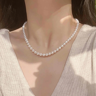6mm天然淡水珍珠项链女极光近正圆纯s925银珍珠项链轻奢小众