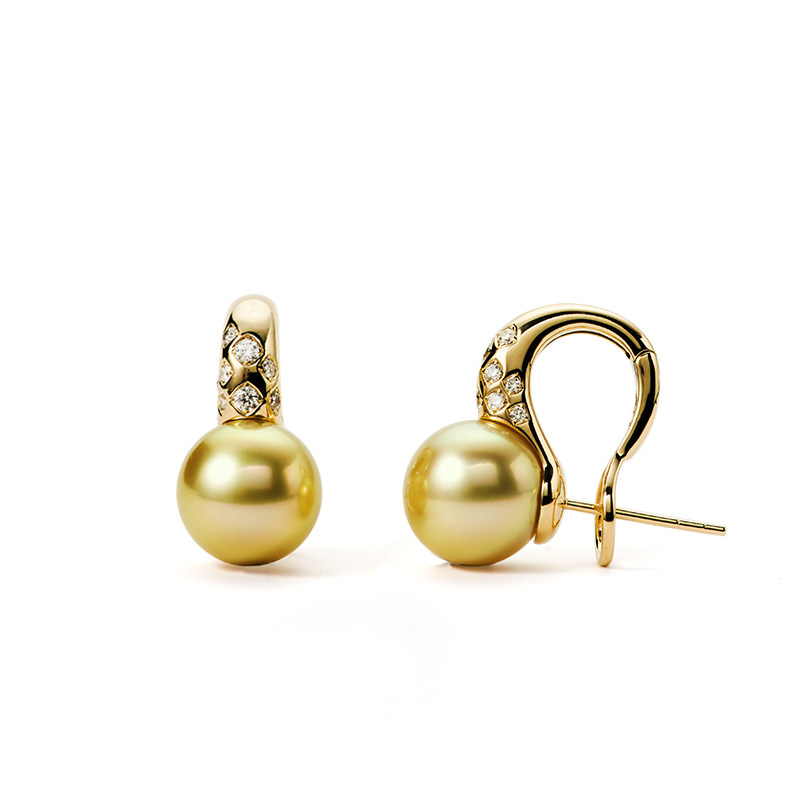 T家同款浓金色南洋珍珠钻石耳钉天然海水珠南洋金珠耳拍18k黄金特,珠宝/钻石/翡翠,耳饰,淘宝优惠券,粉丝福利购,淘宝优惠卷
