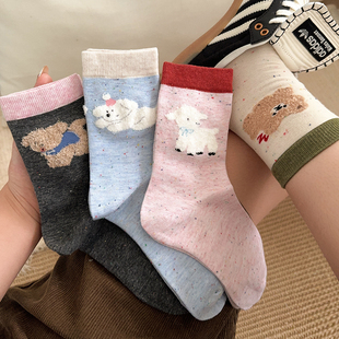 点子纱袜子女中筒袜纯棉可爱卡通夏季 新款 ins潮日系女生春秋长袜