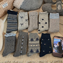 灰色羊毛袜子女中筒袜秋冬季加绒加厚保暖羊绒冬天堆堆袜长筒长袜