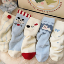 毛绒袜子女中筒袜秋冬加绒加厚保暖可爱蝴蝶结澳绒冬天地板睡眠袜