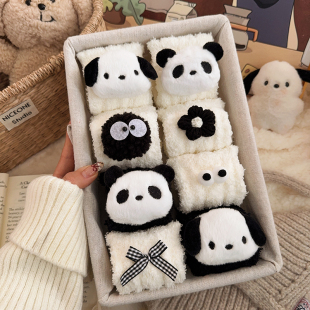 珊瑚绒袜子女冬季可爱加绒加厚保暖毛绒地板睡眠中筒袜居家毛毛袜