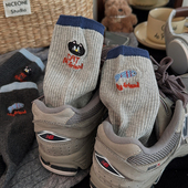 新款 可爱灰色袜子女中筒袜外穿ins潮秋冬季 棉袜运动学生复古长袜