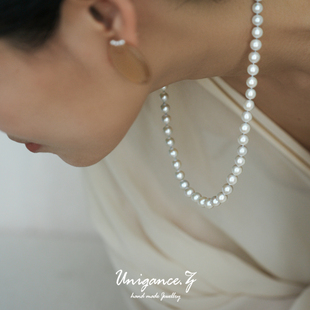 UNIG由观/卷珠玑/天然淡水Akoya银色珍珠长项链小众轻奢珍珠手链