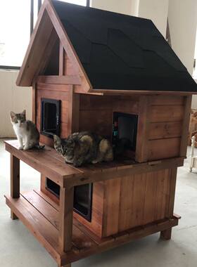 流浪猫户外窝猫窝四季通用冬季保暖猫屋别墅室外防雨狗窝猫咪房子