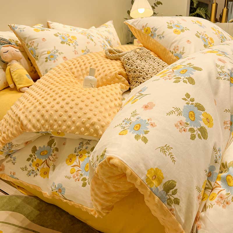 ab面纯棉牛奶绒被套单件加绒珊瑚豆豆绒加厚单人被罩150x200x230