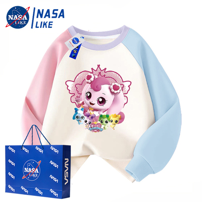 女童奇妙萌可印花圆领加绒卫衣