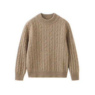 儿童羊绒衫男童毛衣秋冬款加厚中大童装纯色圆领针织打底羊毛线衣