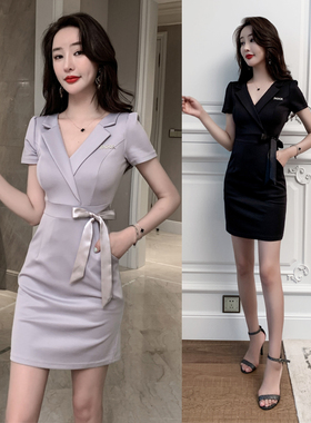 2022夏新款足浴技师工作服洗浴SPA桑拿按摩沐足工衣显瘦连衣裙女