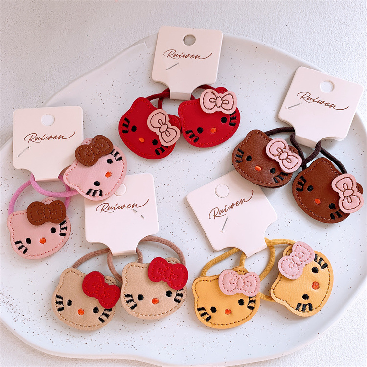 新款儿童可爱卡通蝴蝶结猫咪发圈女孩扎头发皮筋发绳马尾头绳发饰