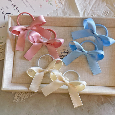 质感棉带手工简约宝宝头绳小蝴蝶结迷你小女童发绳发圈皮筋头饰品