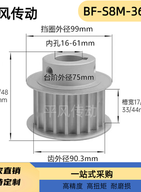 定制S8M36齿同步带轮同步皮带轮齿轮36S8M300/400-BF-P/N铝合金