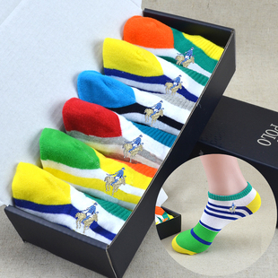 嘉德利保罗polo袜子男船袜纯棉防臭夏季 低帮浅口彩色短袜棉袜 薄款