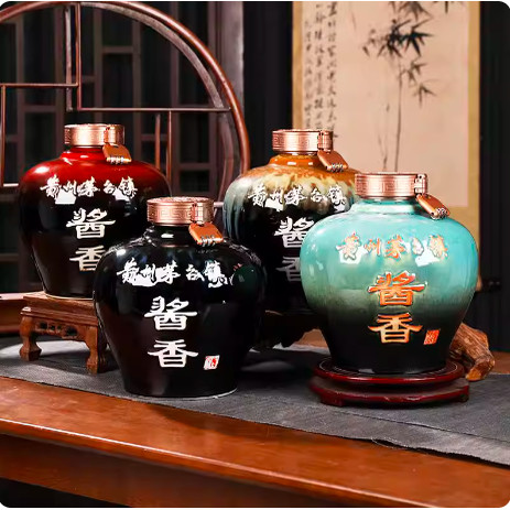 景德镇陶瓷酒坛子创意家用茅台镇白酒瓶空瓶密封酒罐酒柜装饰摆件