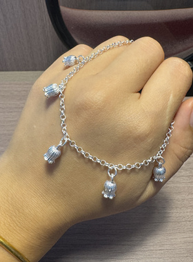990纯银手链女款小众设计感铃兰花足银手饰送女友闺蜜生日礼物