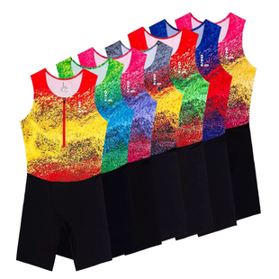 零阻力田径运动连体服男短跑比赛训练服速干透气体育生背心连体衣