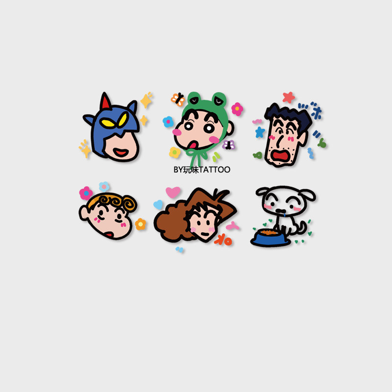 玩味原创蜡笔小新动漫手腕纹身贴持久防水可爱卡通小新手臂贴纸女