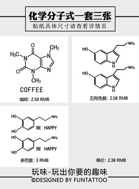 化学元素纹身贴玩味tattoo符号