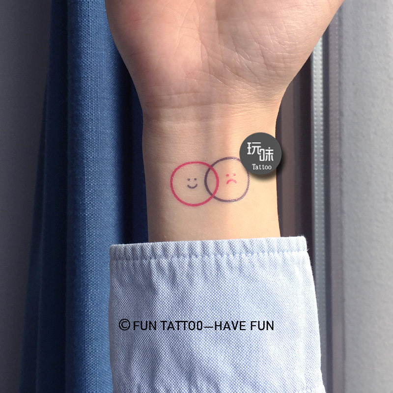 玩味笑脸纹身贴ins可爱手腕纹身贴女性网红少女纹身贴持久防水女