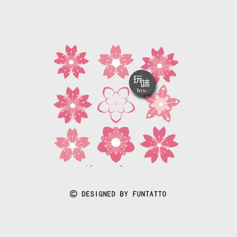 玩味|东京樱花|樱花锁骨纹身贴防水女持久性感古风樱花锁骨纹身贴