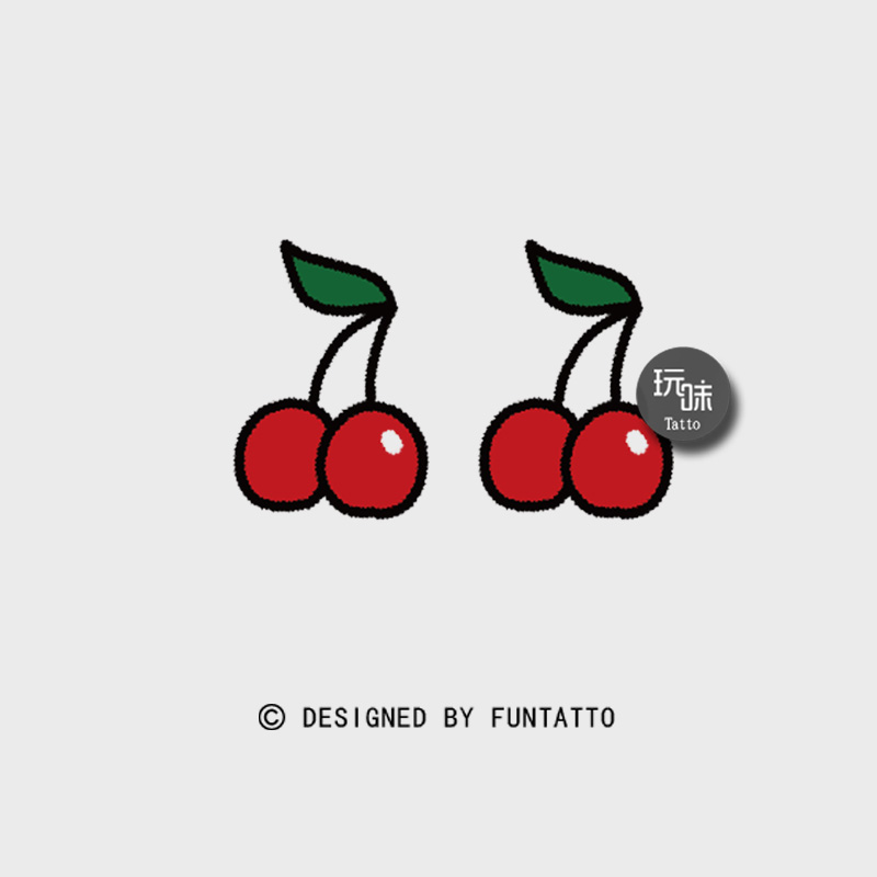 【玩味】|cherry|手绘可爱樱桃纹身贴防水小清新樱桃软妹纹身贴女