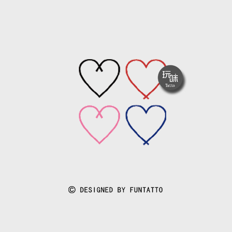 玩味原创爱心少女纹身可爱桃心锁骨纹身手腕脚踝纹身贴女持久防水