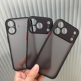 适用 苹果17 Pro Max 16 15 Pro Max iPhone14 12 11 XR XS MAX 7/8PLUS 撞色魅影手机壳精孔黑色磨砂壳批 发