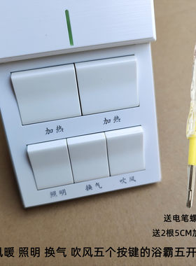 小牛集成浴霸专用五开开关