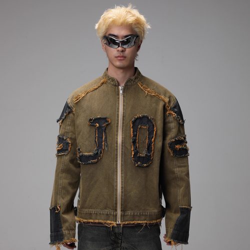 JohariWindow拼接撞色牛仔外套