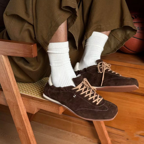 男女同款真皮复古薄底芭蕾舞鞋