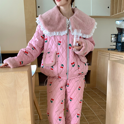 pinkgrape女法兰绒可外穿睡衣冬