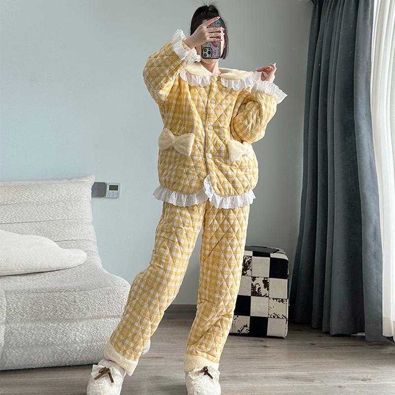 pinkGrape加厚加绒女士睡衣套装