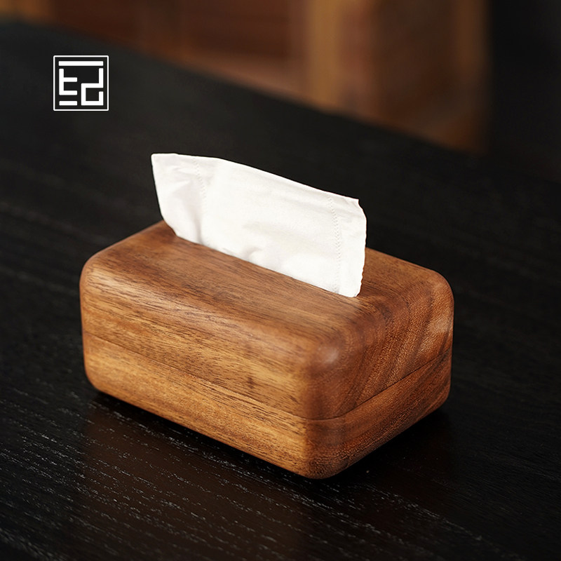 手工琥珀木实木纸巾盒