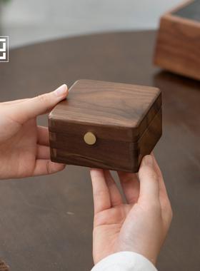 手串包装盒礼盒文玩小叶紫檀玉石配珠收纳盒黑胡桃木正方形空盒子