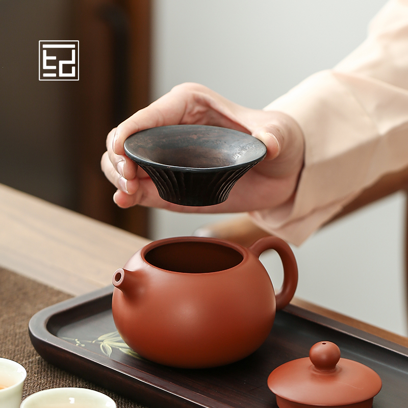 复古日式黑檀木实木投茶器