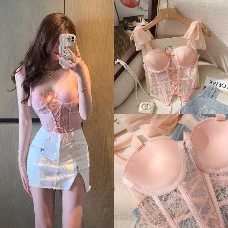 纯欲性感私房睡衣吊带情趣胸垫钢托鱼骨胸衣外穿短款收腰显瘦制服
