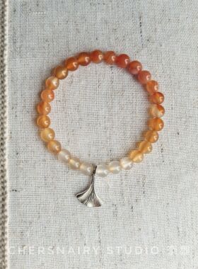 杏林/S925纯银银杏叶天然玛瑙石气质手链手串生日节日礼物