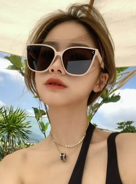 JM墨镜女乳白色框方形小脸小框太阳镜女夏季防紫外线高级感ins