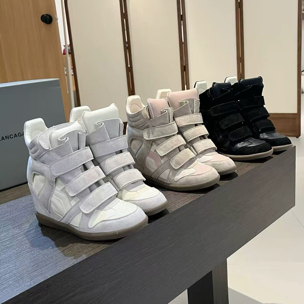 7CM内增高鞋女2026秋季款休闲魔术贴老爹高帮厚底百搭街拍板鞋子