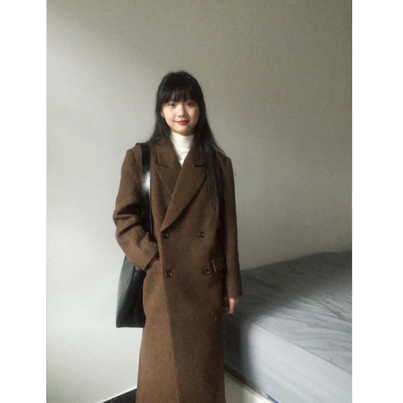 韩系呢子大衣女2024年秋冬季新款毛呢外套冬天小个子中长款超好看