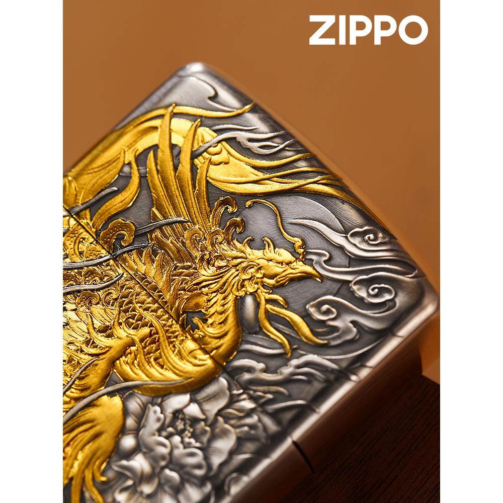 zippo打火机正版纯银盔甲錾金鬼王凤凰煤油防风收藏男士礼物