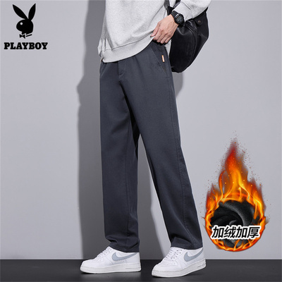 花花公子休闲长裤男加绒加厚百搭