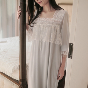 夏季宫廷蕾丝睡裙女复古纯棉冰丝公主睡裙女夏莫代尔家居服睡衣
