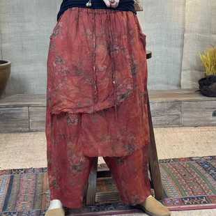 6212 子 夏季 复古花色民族风女士裤 臀围140长85 新品