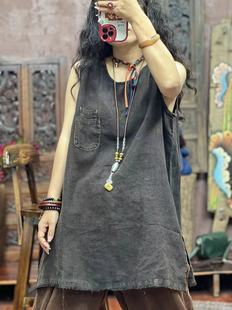 6015 衣长 炒色亚麻咖色百搭打底女士背心马夹FF 116 胸围