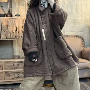 麻系文艺复古休闲百搭女士棉服外套 新品 冬季 胸围196长82 7245