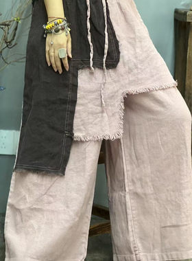 016 2371 夏季新品文艺休闲麻百搭渔夫裤女士直筒裤 臀围142长89