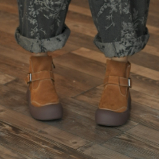 鞋 子秋季 新品 头层牛皮休闲百搭咖色文艺女士马丁鞋 2255